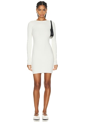 Eterne Long Sleeve Crewneck Mini Dress in Cream - Cream. Size L (also in M, S, XL, XS).