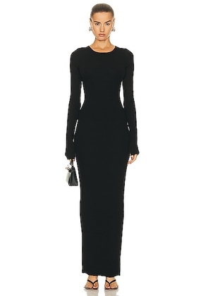 Eterne Long Sleeve Crewneck Maxi Dress in Black - Black. Size M (also in L, S, XL, XS).