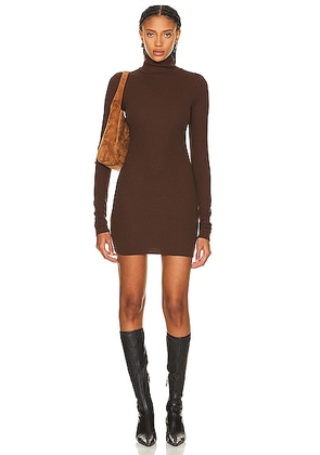 Eterne Long Sleeve Turtleneck Dress in Chocolate - Chocolate. Size L (also in M, XS).