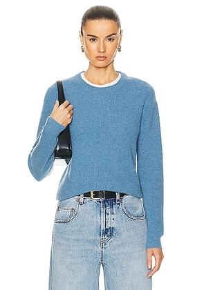 Guest In Residence Light Rib Crew Sweater in Denim Blue - Blue. Size L (also in M, S, XL, XS).