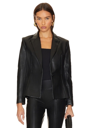 BCBGMAXAZRIA Leather Blazer in Black. Size 10, 6.