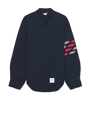 Thom Browne 4 Bar Snap Front Shirt Jacket in NAVY - Navy. Size 1 (also in 2, 3, 4).