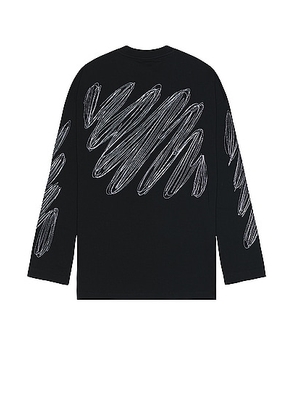 OFF-WHITE Scribble Diag Wide Long Sleeve T-shirt in Black & White - Black. Size L (also in M, S, XL/1X).