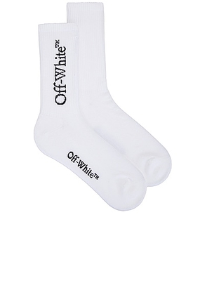 OFF-WHITE Mid Bookish Calf Socks in White & Black - White. Size L (also in M).