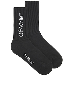 OFF-WHITE Mid Bookish Calf Socks in Black & White - Black. Size L (also in M).