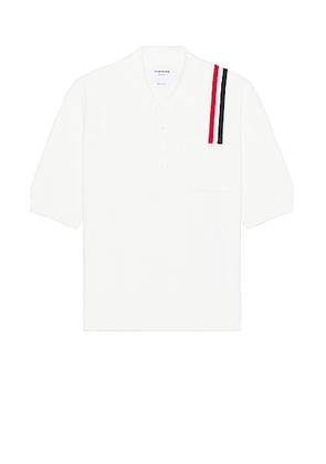 Thom Browne Short Sleeve Polo in White - White. Size 1 (also in 3, 4).