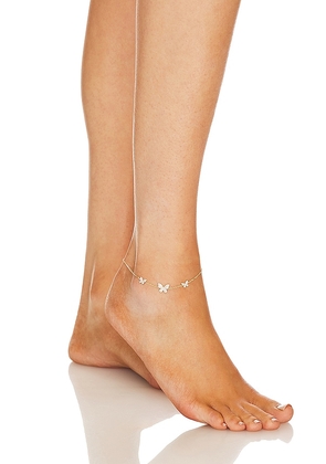 By Adina Eden Pave Triple Butterfly Anklet in Metallic Gold.