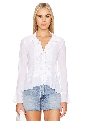 Free People Bad At Love Solid Blouse In Ivory in White. Size S, XS.