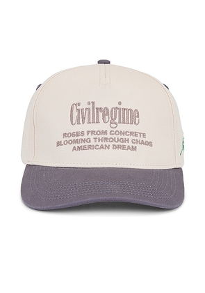 Civil Regime American Dream 5 Panel Snapback Hat in Cream.