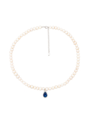 SHASHI Sapphire Pearl Pendant in White.