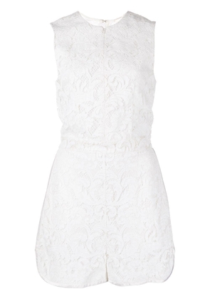Adam Lippes floral-lace sleeveless playsuit - White