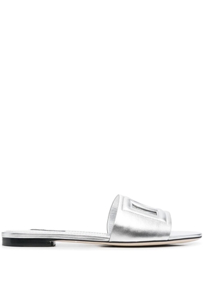 Dolce & Gabbana 3D logo flat sandals - Silver