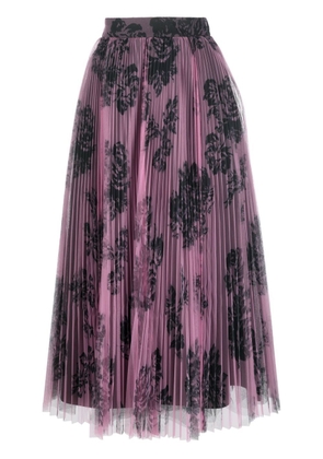 Philosophy Di Lorenzo Serafini pleated voile floral-print midi skirt - Purple