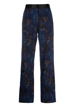 Rosetta Getty Tuxedo floral-print trousers - Blue