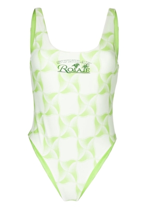 ROTATE logo-print detail swimsuit - Green