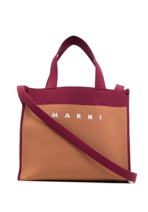 Marni logo-jacquard canvas shoulder bag - Orange