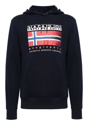 Napapijri logo-print cotton hoodie - Blue