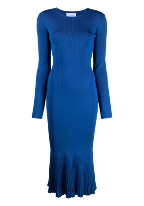 Galvan London long-sleeve ruffled midi dress - Blue