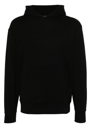 Boggi Milano logo-embossed cotton hoodie - Black