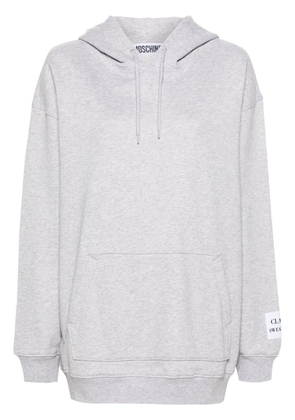 Moschino slogan-patch cotton hoodie - Grey