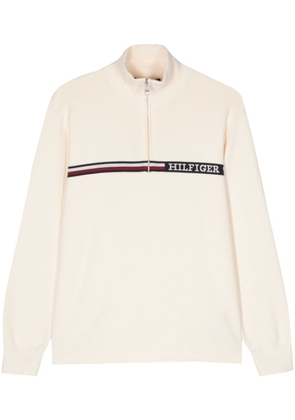 Tommy Hilfiger logo-print half-zip jumper - Neutrals