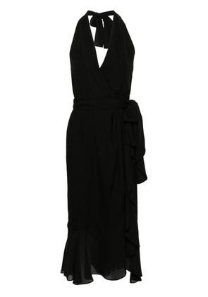 Moschino halterneck silk wrap dress - Black