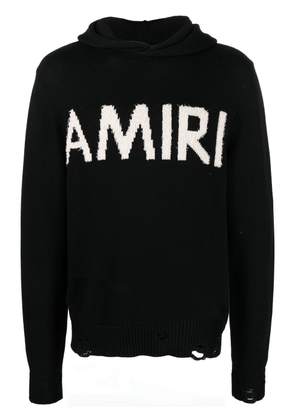 AMIRI Knitted-logo hooded jumper - Black