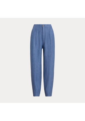 Curved Tapered Linen Trouser