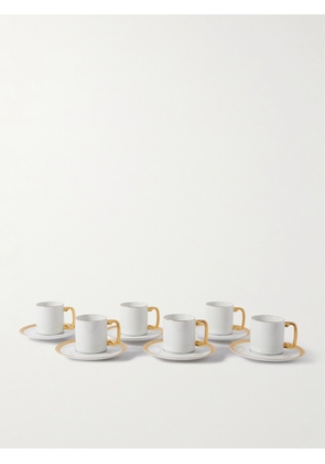 L'Objet - Soie Tressée Set of Six 24-Karat Gold Porcelain Espresso Cups and Saucers - Men - White