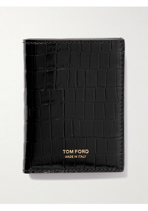 TOM FORD - Croc-Effect Leather Bifold Cardholder - Men - Black