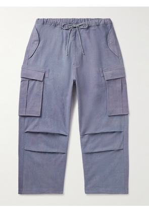 Story Mfg. - Peace Wide-Leg Organic Cotton-Canvas Drawstring Cargo Trousers - Men - Blue - S