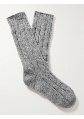 Johnstons of Elgin - Cable-Knit Donegal Cashmere-Blend Socks - Men - Gray