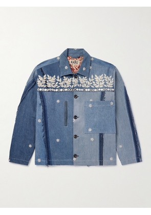 Kartik Research - Embroidered embellished sequined shirt - Men - Blue - S