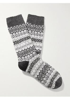Johnstons of Elgin - Fair Isle Cashmere-Blend Socks - Men - Gray