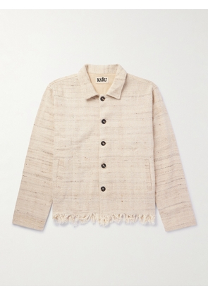 Kartik Research - Cropped Fringed Cotton and Silk-Blend Jacket - Men - Neutrals - S