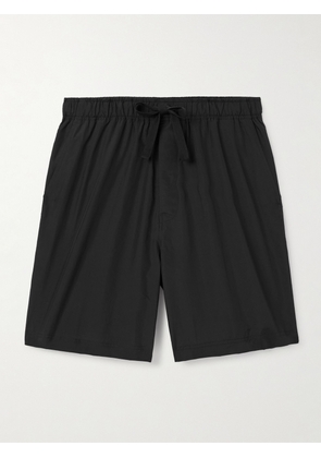 LOEWE - Leather-Trimmed Silk-Blend Shorts - Men - Black - IT 46