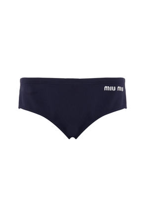 Miu Miu - Logo-Knit Nylon Panties - Blue - IT 42 - Moda Operandi