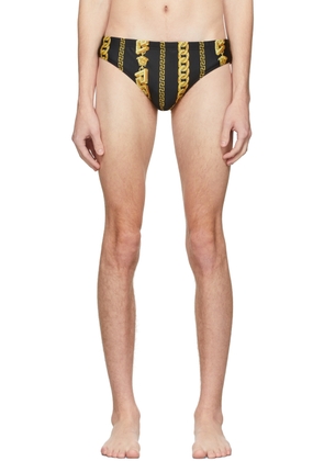 Versace Underwear Black & Gold Chain Print Swim Briefs