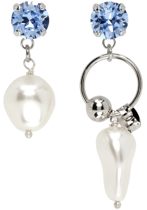 Justine Clenquet Silver & Blue Stan Earrings