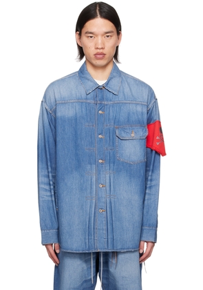 mastermind JAPAN Blue Pintucks Denim Shirt