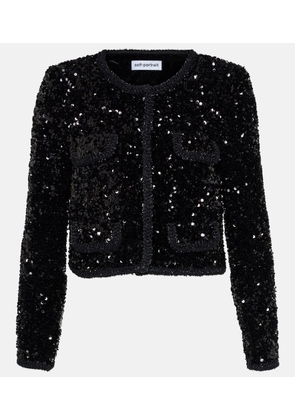 Self-Portrait Cropped sequined jacket