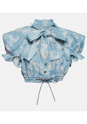 Vivienne Westwood Tie-neck cotton jacquard cropped top