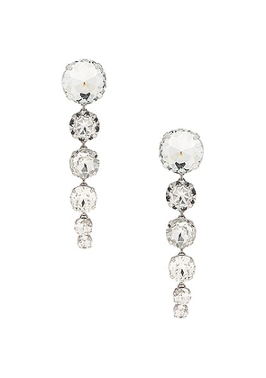 AREA Crystal Drop Earrings in Silver - Metallic Silver. Size all.