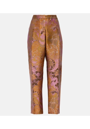 Dries Van Noten Printed metallic mid-rise straight pants