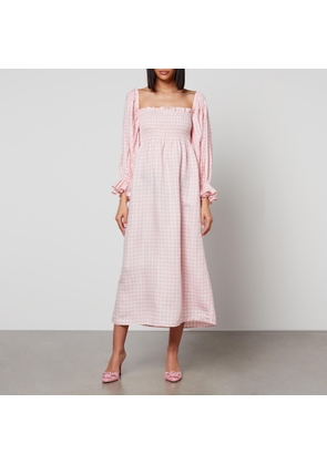 Sleeper Atlanta Gingham-Print Linen-Blend Dress - L