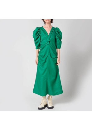 Proenza Schouler Women's Linen Viscose Shirred Sleeve Dress - Bright Green - US 10/UK 14