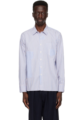 Universal Works White & Blue Patched Shirt