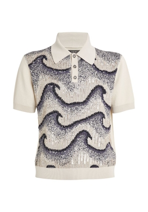 Amiri Wool Sequin-Embellished Polo Shirt