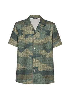 Balmain Camouflage Monogram Short-Sleeve Shirt