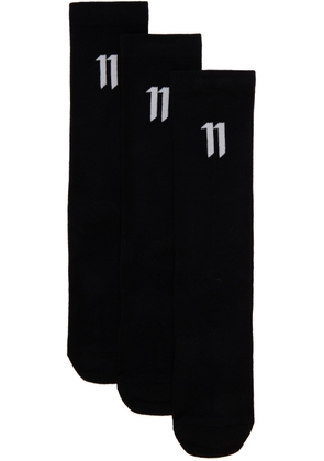11 by Boris Bidjan Saberi Three-Pack Black Calf-High Socks